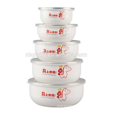 5pcs promotion enamel mixing bowl set with two side decal